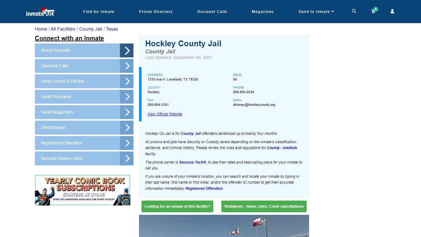 Hockley County Jail - Inmate Locator - Levelland, TX