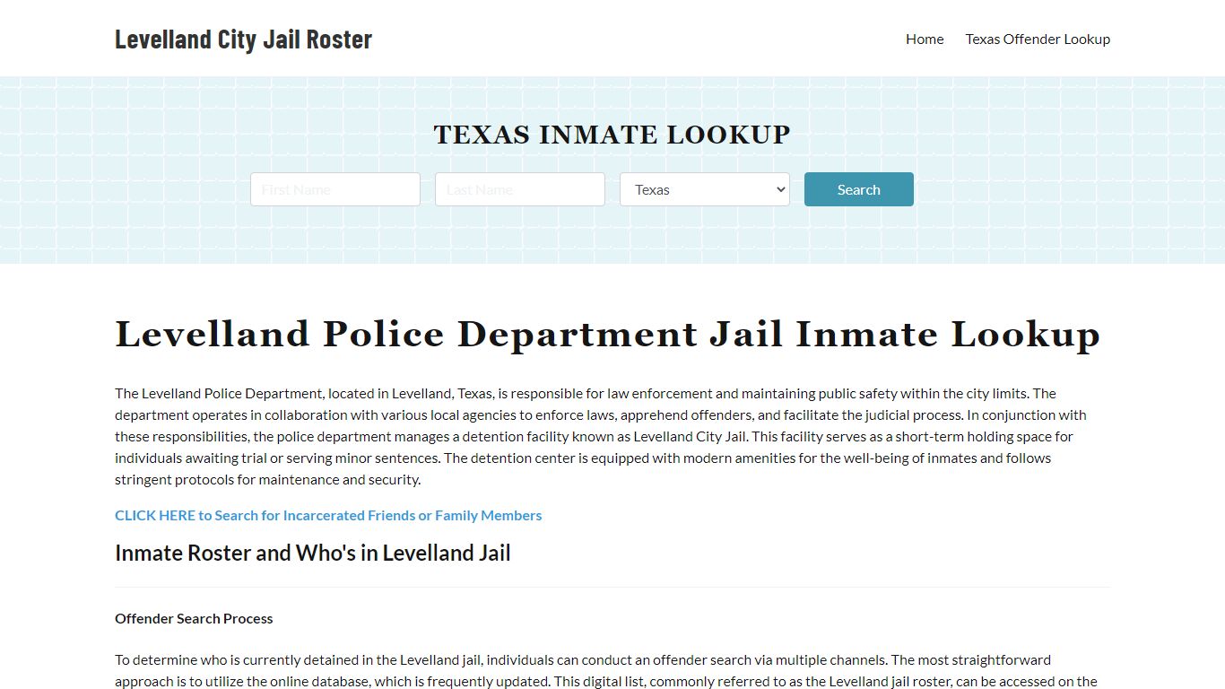 Levelland Police Department & City Jail, TX Inmate Roster, Arrests ...